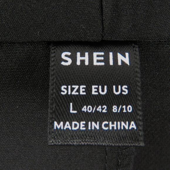 Shein Black Chiquease Contrast Mesh Bishop Sleeve Shawl Collar Blazer Large - Picture 7 of 9